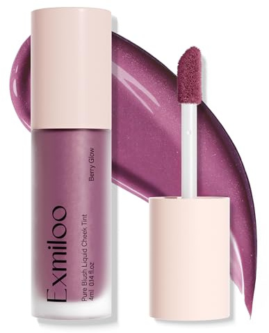 Exmiloo Liquid Blush, Berry Glow Schimmer Rouge für Wangen | Beeriger Glow mit feinem Schimmer; frisches Wangenfinish, aufbaubare Farbe, kein trockener Puderlook.