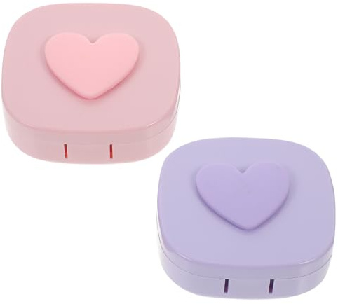 TOYANDONA Tragbare Kontaktlinsenbox 2 Stück Kleine Aufbewahrungsbox aus Robustem Kunststoff Dicht mit Integriertem Spiegel Reise Kosmetik Organizer für Kontaktlinsen und Brillen