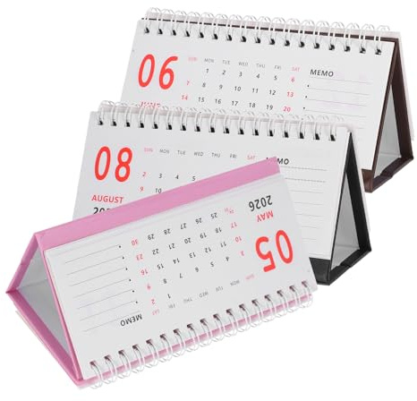 MAGICLULU 3 Stück Mini Tischkalender Kompakter Monatskalender mit Spiralbindung Kreatives Design Platzsparender Tagesplaner für Büro und Studium Portable Schreibtischagenda