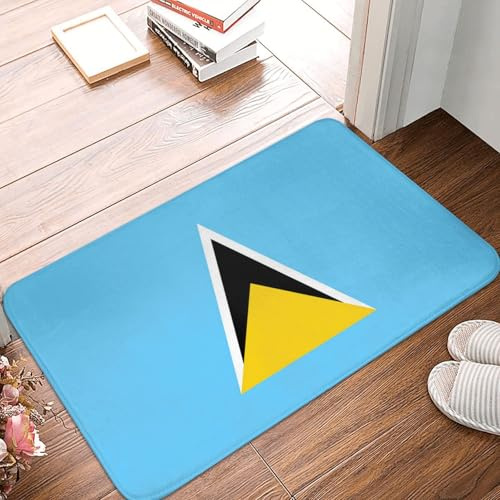 Nationalflagge Von St. Lucia Schmutzfangmatte Waschbar Sauberlaufmatte rutschfest Eingangsteppich Für Haustür Innen Wohnzimmer 40X60Cm