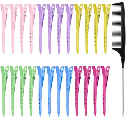MELLIEX 24 Pièces Pince Cheveux Crocodile Pinces à Bec de Canard Multicolore Barrettes en Sans Trace Métal Clips de Coiffure pour Femmes et Filles