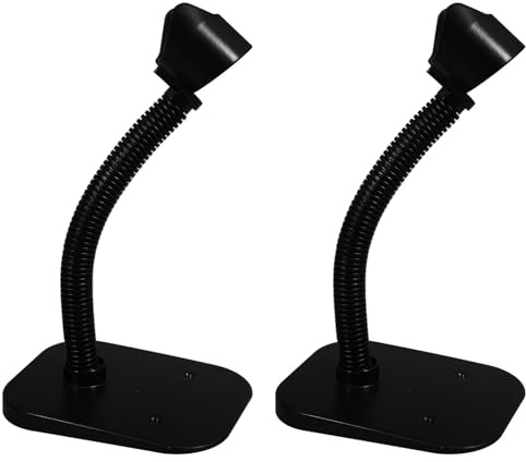 2pcs Universal Barcode Scanner Stand Black Plastic Iron Cradle Base | Enhanced Stability, Library and School Use, Adjustable Holder Design for Handheld Scanning
