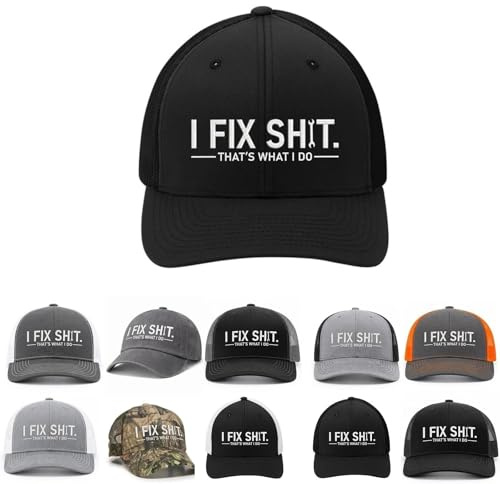I Fix S*it Retro-Trucker-Mütze, atmungsaktive Mesh-Baseballkappe mit lustigen Sprüchen, verstellbare Snap-Mütze for Mechaniker und Reparateure(Style D)