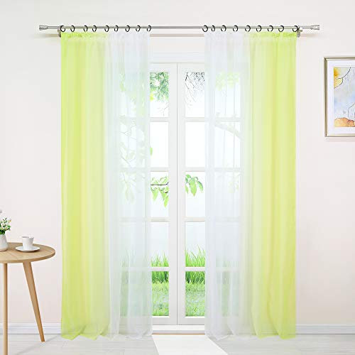 Joyswahl Gardine Voile Vorhang mit Farbverlauf Design »Agnes« Dekoschal Fenster Schal BxH 140x175cm Grün mit Kräuselband 2er Pack