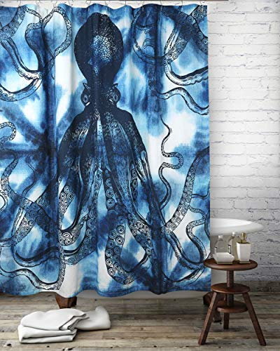Thomaspaul Octopus Shibori-Duschvorhang, 183 x 183 cm, Indigo