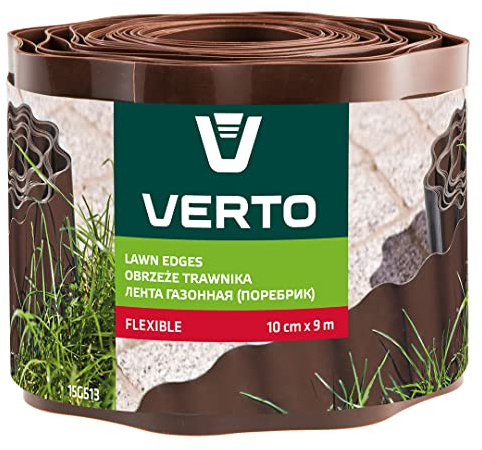 VERTO Flexible Rasen- und Beeteinfassung, Braun, 9 m Länge & 10 cm | Höhe Aus schlagfestem Kunststoff, Einfach zu montieren, Zuverlässige Wurzelsperre, Rasenkante, Beetbegrenzung