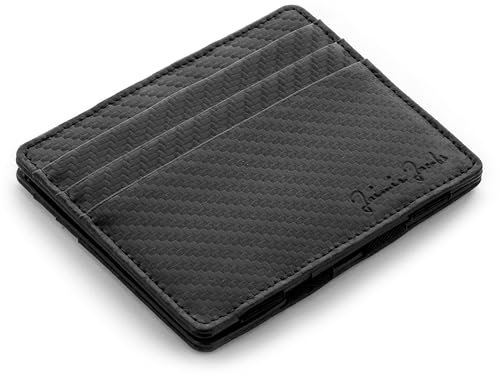 Jaimie Jacobs Flap Boy Slim ohne Münzfach Magic Wallet integrierter RFID Schutz Magischer Geldbeutel Echtleder (Carbon)