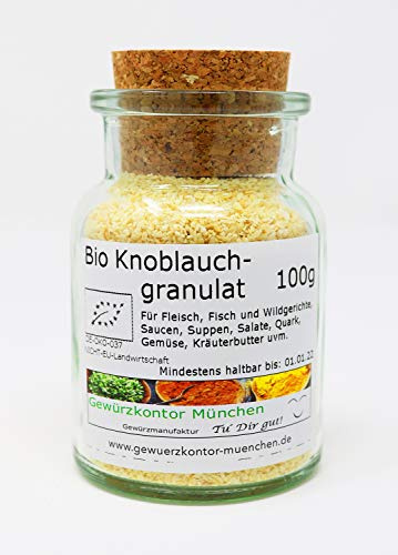 BIO-Knoblauch grob gemahlen, 100g im Glas Gewürzkontor München