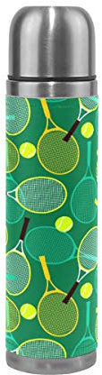 Moyyo Tennis Rackets And Balls Water Bottle Stainless Steel Double Wall Vacuum Insulated Leak Proof Water Bottle Coffee Cup Travel Mug for Sports Running Hiking