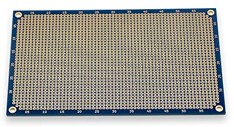 PROTOPATCH® Premium Lochrasterplatine | Lochrasterplatte | Leiterplatte | Lochplatine | Prototype PCB Board | Euro-Platine | 160 x 100 mm | Doppelseitig | Runde Pads | Blau | PTH | 2,54 mm