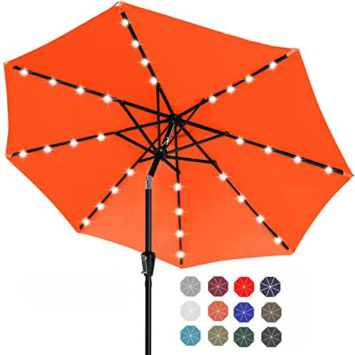 ABCCANOPY Durable Parasol de patio à DEL solaire avec 32 lumières DEL de 2,3 m (orange)