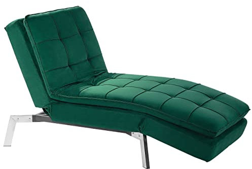 Moderne, verstellbare Chaiselongue in Smaragdgrün Bezug aus Samtstoff Récamiere Loiret