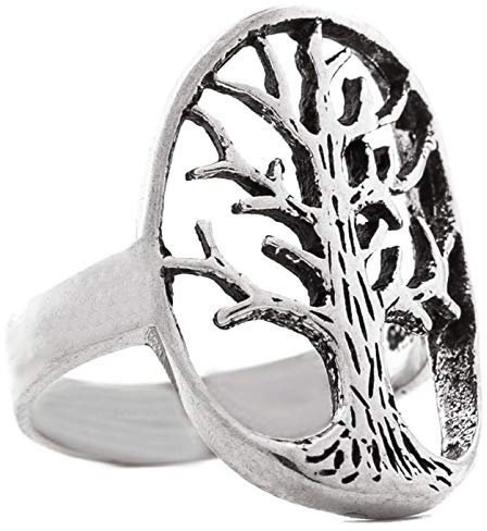 Windalf Celtic Irischer Ring YGGDRASIL 22 mm Weltenbaum Wunschring Freundschaftsring Lebensbaum 925 Sterlingsilber (Silber, 48 (15.3))