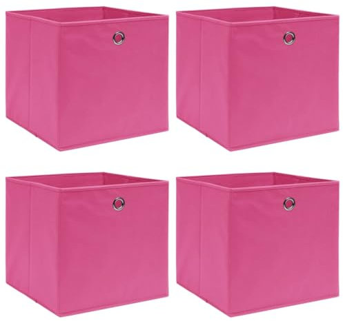 vidaXL 4X Aufbewahrungsbox Zusammenklappbar Spielkiste Regalkorb Faltkiste Korb Kinderbox Box Kiste Regalbox Staubox Rosa 32×32×32cm Stoff