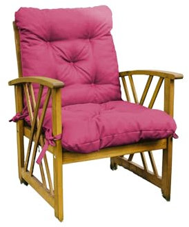 chilly pilley® Coussin Chaise De Jardin De Siège Coussin 2 Parties Coussin Fauteuil À Dossier Haut Plusieurs Couleurs (2X 50x50x50, Rose)