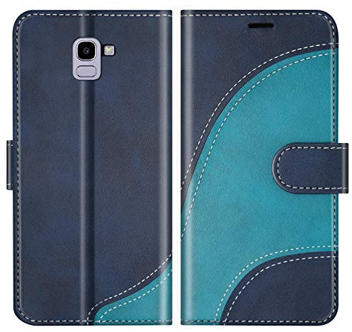 BoxTii Coque pour Galaxy J6 2018, Portefeuille Etui en Cuir PU, Magnétique Protection Housse Coque pour Samsung Galaxy J6 2018, Bleu