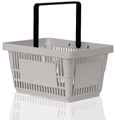 Einkaufskorb 22l Handkorb mit Tragebügel | Kunststoffkorb stapelbar | Tragekorb stabil | Plastikkorb lebensmittelgeeignet | Shopping-Basket (grau)