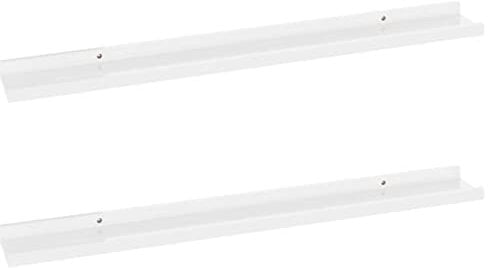 vidaXL White Glossy Wall Shelves, 80x9x3 cm, Set of 2, Sturdy MDF Material, for Living Room, Bedroom, and Office
