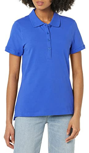 Amazon Essentials Damen Kurzärmeliges Poloshirt (Erhältlich In Übergröße), Blau, XS