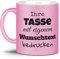 Glitzertasse selbst gestalten - mit Text Personalisieren - Geschenk für Familie, Freunde, Frauen, Glitter - Hochwertige Keramik Rosa - Mittig gegenüber vom Henkel Bedruckt