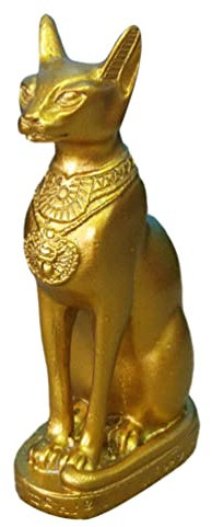 TOPBATHY Ägyptische Katze Bastet Figur Gold Harz Deko Statue Feng Shui Skulptur Haus Wohnzimmer Accessoire Für Reichtum Und Glück