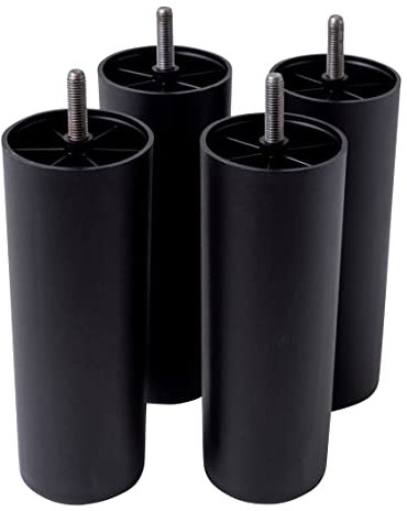 IPEA 4X Pieds de Canapé et Meuble en Plastique - Hauteur 19 CM - Made in Italy - Lot de 4 Pieds avec Vis M10 pour Fauteuils, Armoires, Lits - Pieds de Plastique Dure - Couleur Noir