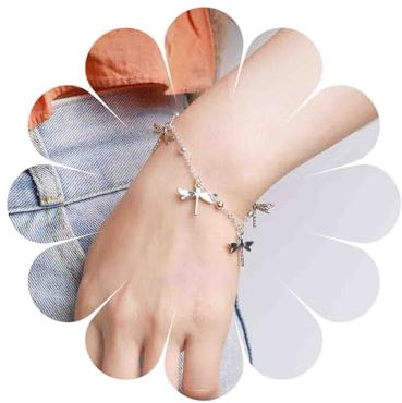 TseenYi Libelle Kette Linie Armbänder Libelle Quaste Armbänder Mode Einstellbar Perlen Armband Schmuck Für Frauen Und Mädchen Geschenke Geburtstag Valentinstag Weihnachten(Silber)