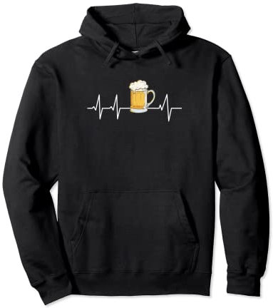 Chope de bière Fréquence cardiaque ECG Sweat à Capuche