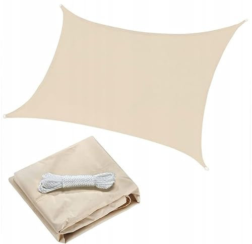 Wessper Voile d'ombrage mperméable rectangulaire 200 x 300 cm, pour au Jardin, sur Tasa, Balcon, Patio, Garage, Extérieur, Protection des Rayons UV, Tissu Imperméable, Toile Ombrage – Beige