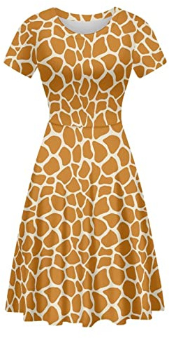 Biyejit 3D-Druck-Kleider für Damen, kurzärmelig, lässig, fließend, Swing-Kleid, Partykleid, ausgestelltes Kleid