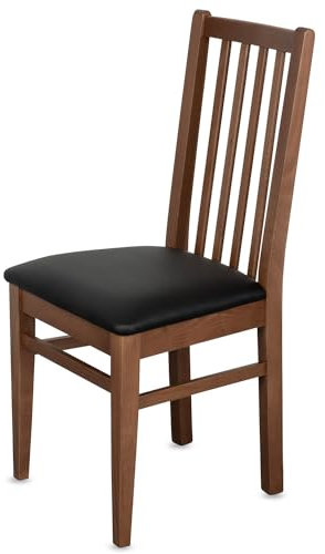 KEHO Esszimmerstühle 6er Set (CH07) - bis 150kg - Aus massivem Buchenholz - Stühle Esszimmer - Fertig montiert (Nussbaum - Schwarz)