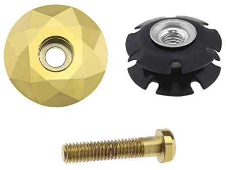 Be In Your Mind Fahrrad Steuersatzkappe, Mountainbike Gabelschaft Obere Kappe, Schüsselabdeckung mit Schraube für 28,6 Mm Gewindelose Welle Und Gabel, Aluminiumlegierung, Gold
