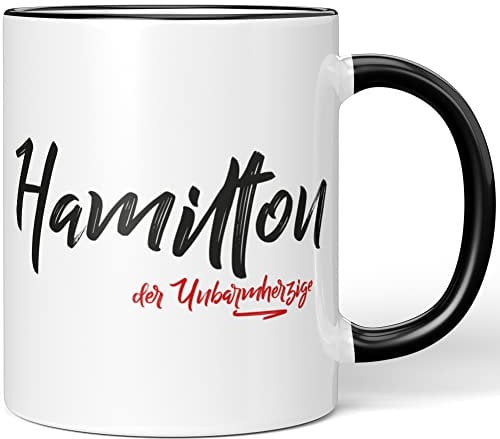 JUNIWORDS Tasse, Hamilton, der Unbarmherzige, Schwarz (5240811)