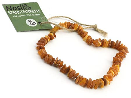 Nosli Bernsteinkette Halsband für Hunde und Katze • Hundehalsband Baltischer Bernstein • Bernstein Halsband • Länge: 60cm