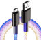 USB A to USB C Charger Cable with RGB LED Breathing Light for Car or Darkness, 66w Fast Charging USB C Cable Compatible With Samsung Galaxy S24/S23/S22/S21,Honor X6a, Redmi A2, etc. (3.3ft/1m)