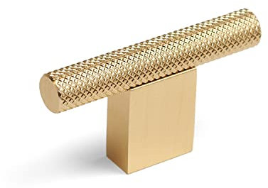 60mm Textured Knurled Gold Brass Kitchen Knob Handle Cabinet Door Drawer Furniture Pull
