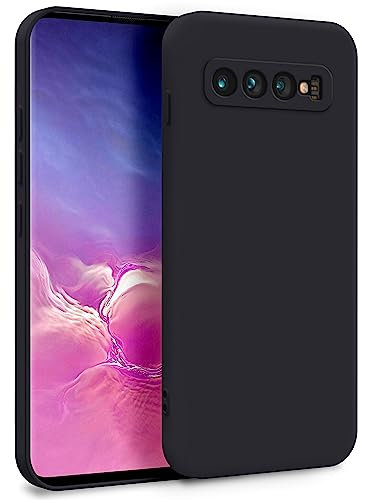 MyGadget Hülle für Samsung Galaxy S10 Plus - Zweilagige Handyhülle mit Kameraschutz - Cover mit Innenfutter & Silikon außen - Schwarz