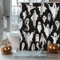 AIBIIN Halloween-Duschvorhang, 180 x 180 cm, Cartoon-Motiv, schwarz-weiß, lustiger Badevorhang, niedliches und lustiges Dekor, wasserdicht, langlebig, Stoff, Heimdekoration, Polyester-Material mit 12