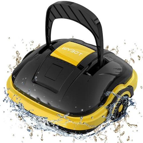 WYBOT Robot Piscine, Aspirateur de Piscine sans Fil, Double Moteur, Forte Puissance d'aspiration Nettoyeur de Piscine Automatique pour Piscines Hors-Sol ou Encastrées Jusqu'à 50m²