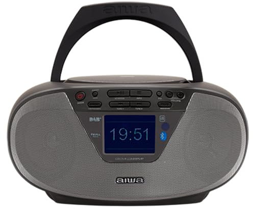AIWA - BBTU-500DAB/BK Lettore CD Multifunzione, Bluetooth, Lettore CD/CDR/RW/MP3, Radio DAB+/FM, Lettore USB-MP3, Aux-in 3.5 mm, Cuffia 3.5 mm, Funzioni Orologio/Sveglia, con Telecomando, Colore Nero