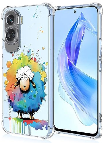 YUXING Cover Trasparente per Honor 90 Lite 5G - Custodia Protettiva Sottile in TPU Morbido Antiurto con Carino Motivo Disegno Cool (Sheep)