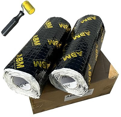 ABM Alubutyl BLACK 2 Rollen 2.0 mm x 40 cm x 5 Meter insgesamt 4 m² Selbstklebende Alubutyl Anti Dröhn Dämmmatte, Auto Dämmung, Fahrzeugdämmung