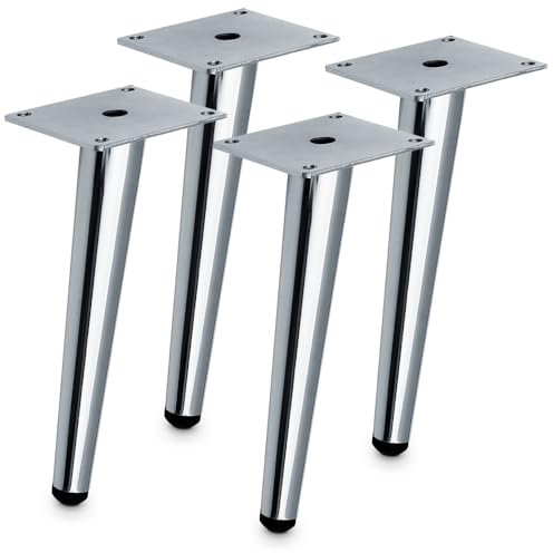 Mavö 4 x Möbelfüße 20cm Möbelbeine Sofabeine Beine Schrank Kommode Silber Sideboardbeine Chrom Ned