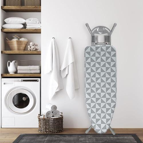 ORANGES Bügelbrettbezug mit extra dickem 7 mm Filzpolster Beständig Gegen Anbrennen Und Flecken 4 Größen für Ersatzbügeltischbezug (Color : Grau kariert, Size : 110x34cm)