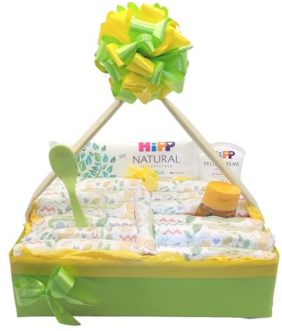 Windelzauberei Windeltorte ❥ Windelkörbchen ❥ Baby Geschenkset zur Geburt & Taufe (neutral, 1 Stück, Größe Small)