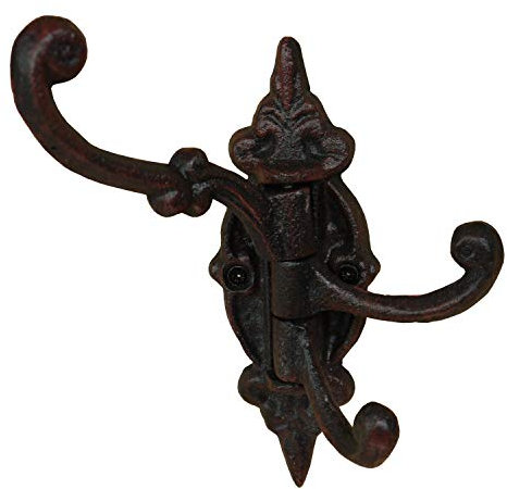 Set aus 5 drehbaren Garderobenhaken Gusseisen Landhaus Antik Schwarz Braun