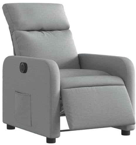 vidaXL Relaxsessel, Elektrisch Sessel mit Liegefunktion, Fernsehsessel Verstellbare Rückenlehne Fußstütze, Liegesessel Ruhesessel Polstersessel, Hellgrau Stoff