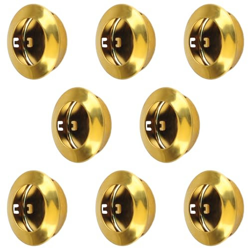 MOROBOR 8 Pack Closet Door Finger Pull, Round Flush Handle Stainless Steel Sliding Barn Door Pulls Recessed Kitchen Cabinet Handles Pocket Doors Handles Invisible Doors Handle (Gold)