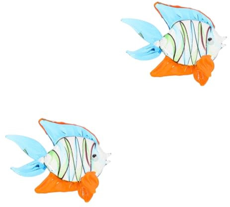 Garneck 2 STK Fischverzierung Aus Glas Schreibtischdekoration Fisch-Statue Muscheln Zum Dekorieren Glasskulptur Tier Briefbeschwerer Mehrfarbiges Kind Kunst