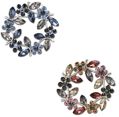 Wenyue 2 Stück Elegante Broschen,Anstecknadeln Mode,Legierung Blumenbrosche | mit glänzenden Strasssteinen;Elegante Strass Pin Handgefertigte Kostüm;Brosche Girlande;für Kleidung Dekoration Schmuck